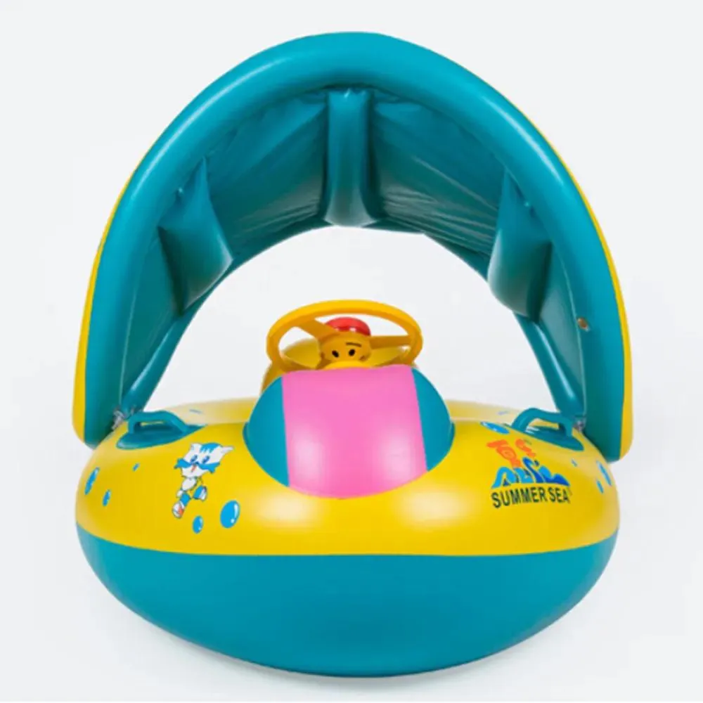 アクセサリー安全ベビー乳児水泳フロートインフレータブル調整可能なサンシェードシートボートリングスイムプール