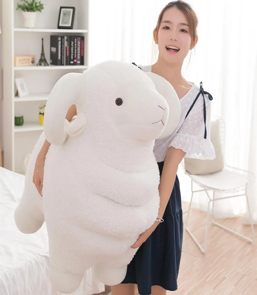 Dorimytrader Giant Cute White Sheep Plush Toy Kawaii Animals Goat Doll Pillow for Childend Gift Deco TEACING PROP 60CM 80CM DY50552145818