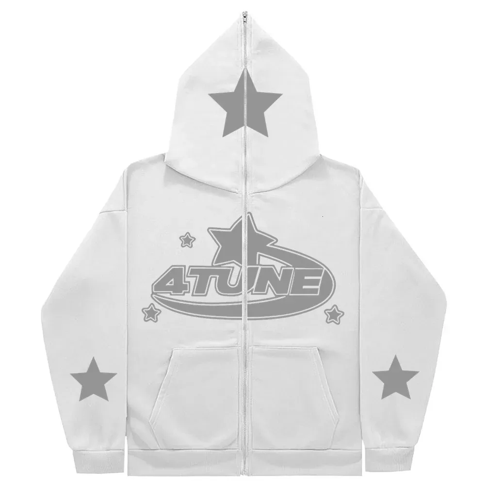 Gothic HipHop Y2K Full-Zip Oversized Hoodie: Harajuku
