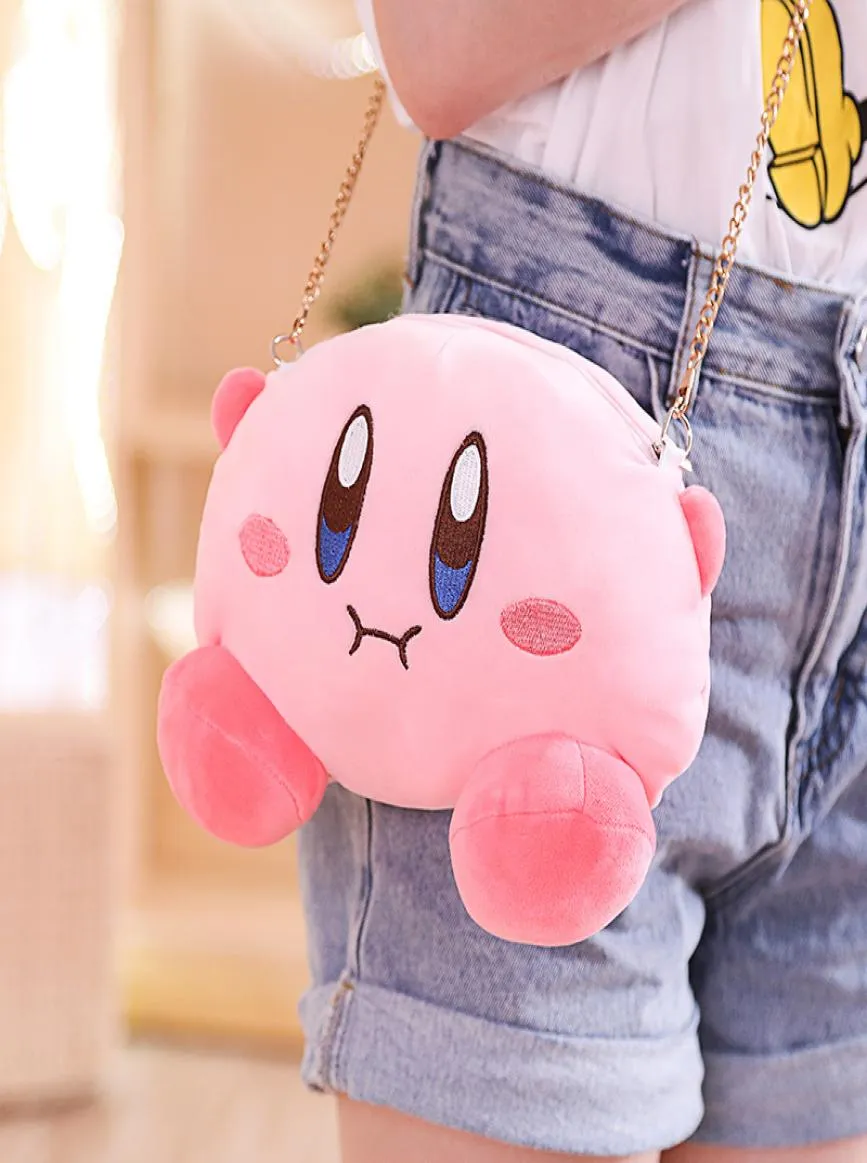 1 шт. Kawaii Kirby Star, плюшевая игрушка, сумка-мессенджер, кошелек Kirby, плюшевый карман на шнурке, сумка для монет, кошелек, мультяшный плюшевый подарок9085507