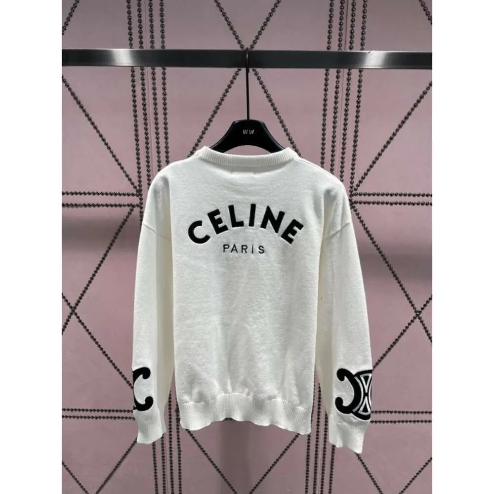 Women's Knits & Tees Ce23 Autumn/winter Front Rear Letter Decoration Heavy Industry Ten Thousand Needle Embroidery Pullover Knitted Top Shirt