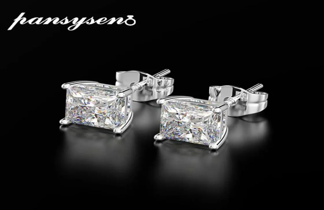 Pansysen Classic 6mm 7mm 8mm Square 제작 여성용 Moissanite Wedding Engagement Stud Earrings 925 Silver Fine Jewelry Gifts2179573