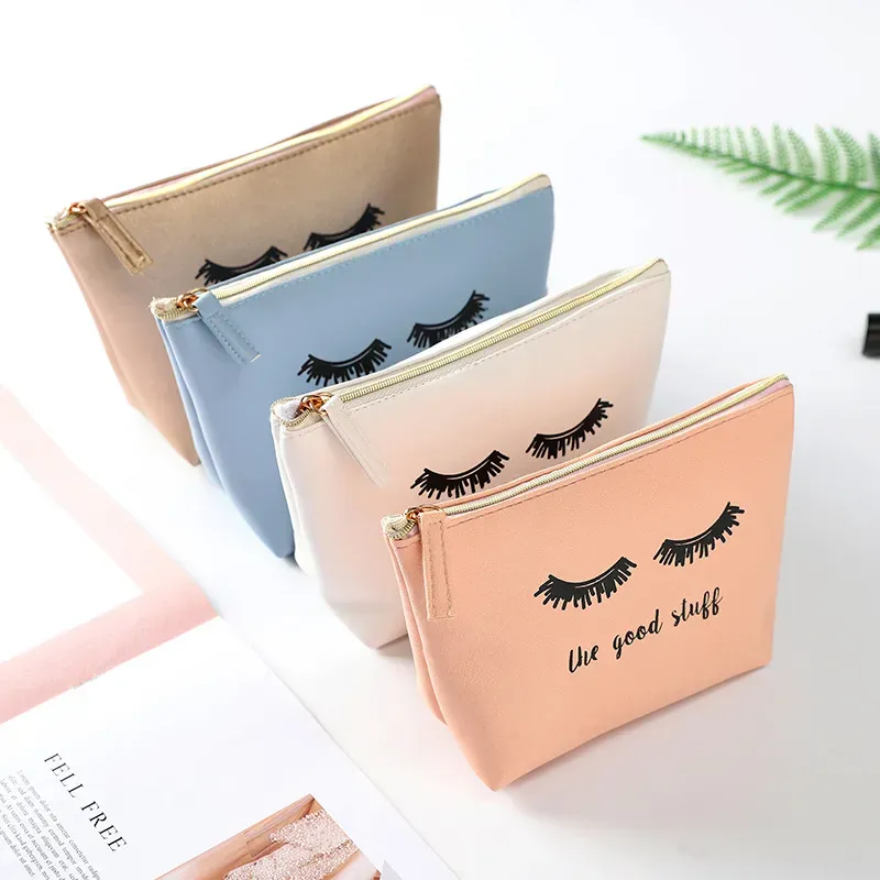 Handväska kawaii ögonfransar kosmetisk väska pu makeup påse skönhet fall fåfänga smink på väska för kvinnor researrangör väska ll