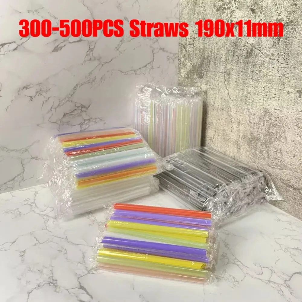 300500pcs 190x11mmミルクセーキストローバブルボバミルクティープラスチック厚いスムージーコールドドリンクドリンクウェアバーアクセサリー240103