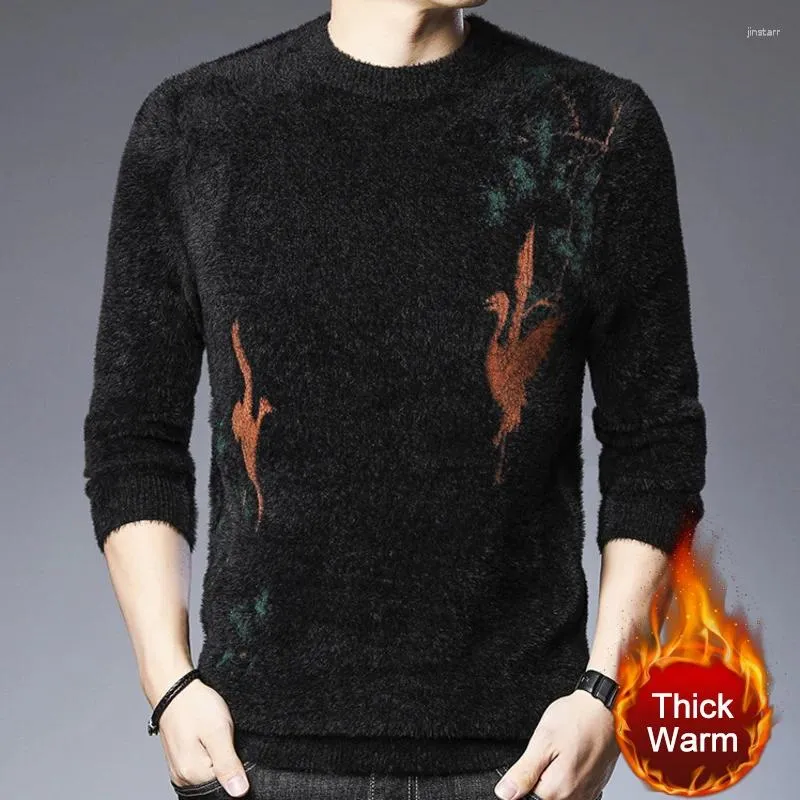 Мужские свитера 2024, высококачественные пуловеры, винтажный свитер с принтом, мужской свитер с круглым вырезом и длинными рукавами, теплый пуловер