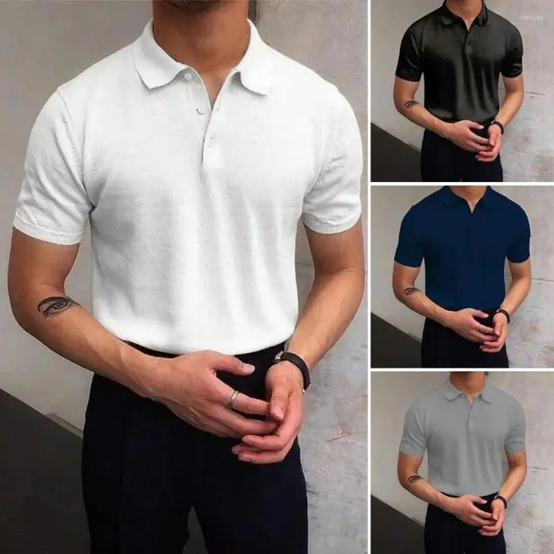 Men's T Shirts Shrink Resistant Men Shirt Short Sleeve Lapel Collar Top Comfortable Slim Fit Pure Male Clothing