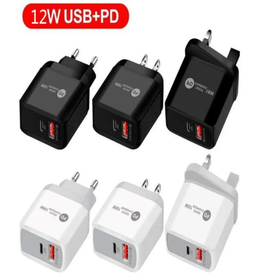 12W 18w USBC Type c PD lader 24A Laders EU ONS UK Adapter Voor smartphone Samsung Huawei Android met BOX6221483