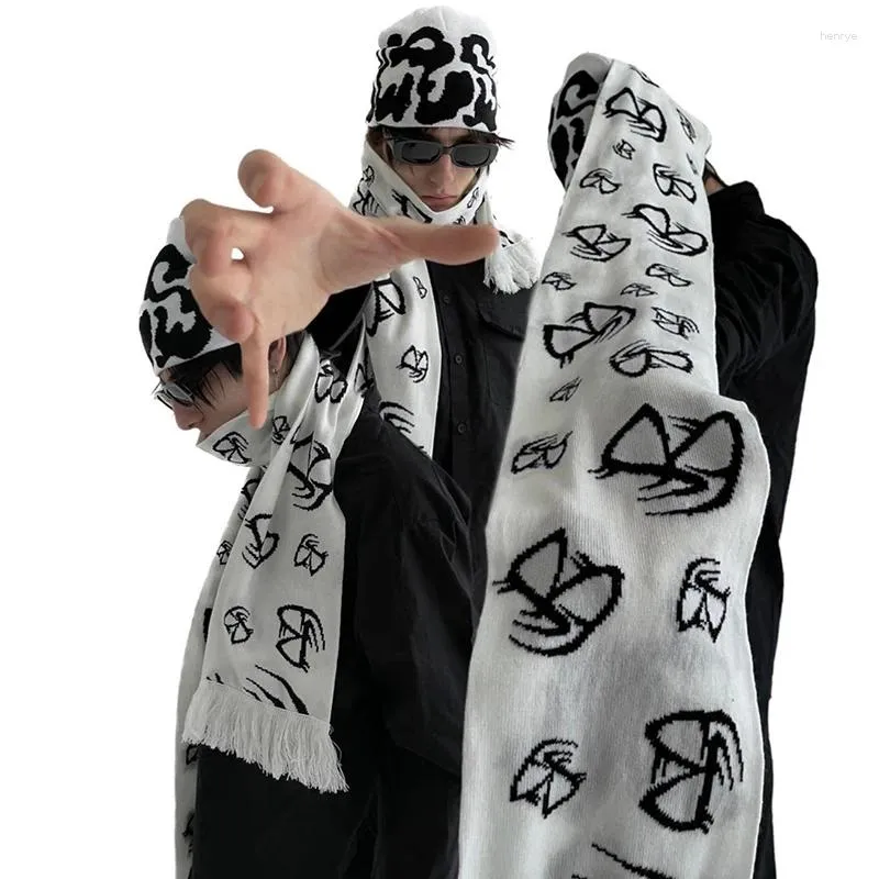 Kpop Anime Knitted Scarf - Y2K Emo Fashion, Japanese Striped