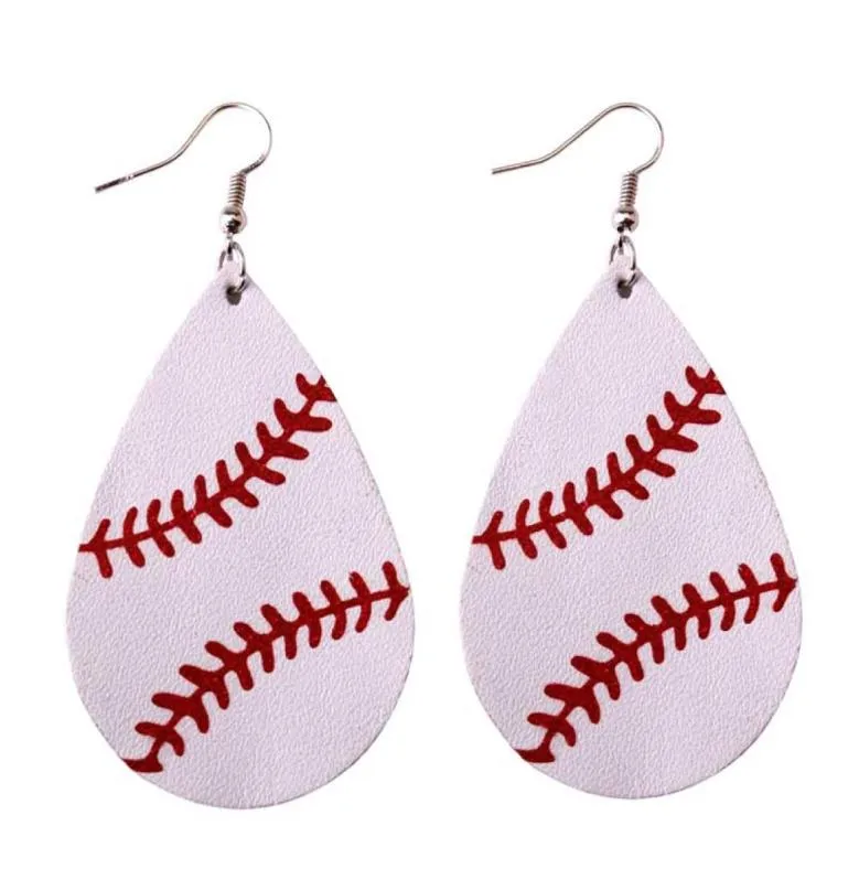 Personalized Baseball Leather Earrings Women Sports Neon Green Softball Teardrop Earrings Fashion Jewelry9127545