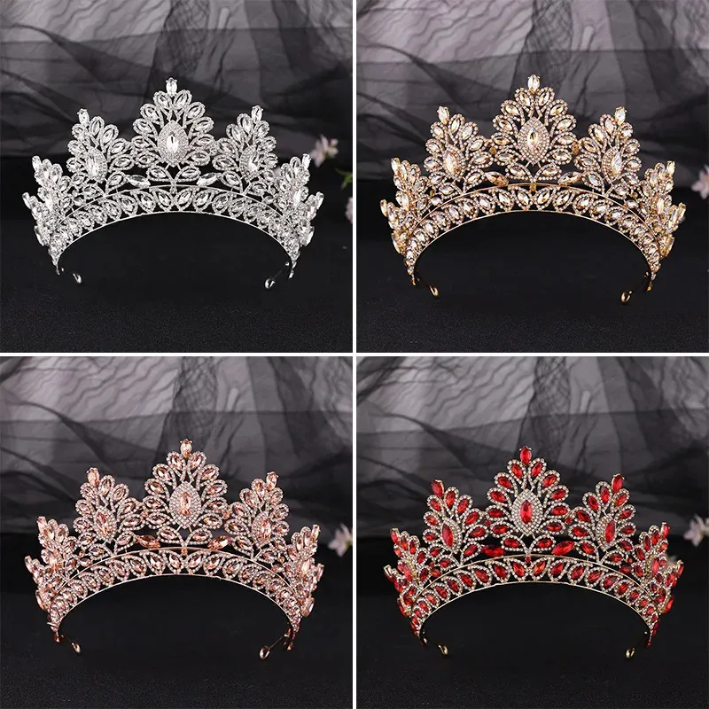 Bröllopshuvudbonad Multiple Color Baroque Inlaid Rhinestone Bridal Big Crown Wedding Hair Smycken Tillbehör 240103