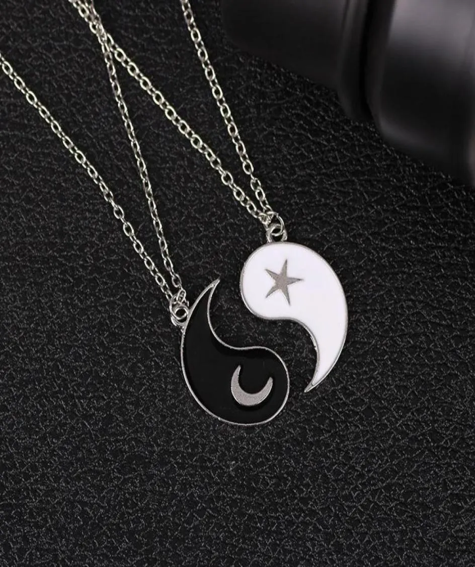 Pendentif Colliers 2 PCS Yin Yang Moon Star pour Femmes Hommes Taichi Bonne Chance Couple Collier Bijoux Charmes Amitié Cadeau4848191