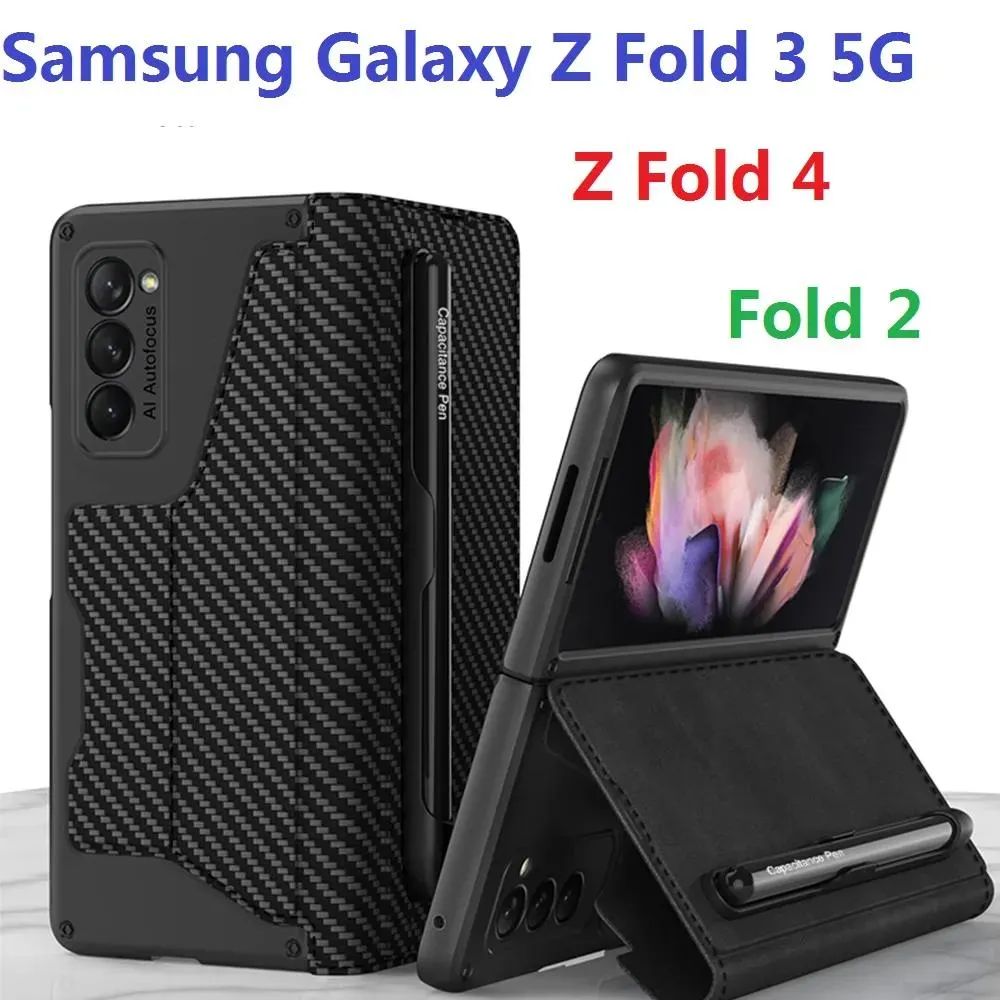 Étuis à rabat en cuir pour Samsung Galaxy Fold 2 plis 3 plis 4, étui avec fente pour stylo et carte, housse de protection pour livre à rabat