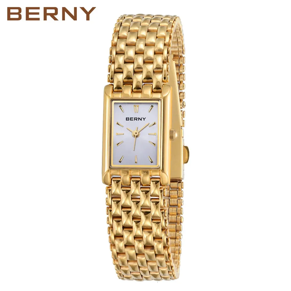 Berny Quartz Watch for Luxury Fashion Women's Wristwatch防水ゴールデン女性クロックステンレス鋼ゴールドレディースウォッチ240103