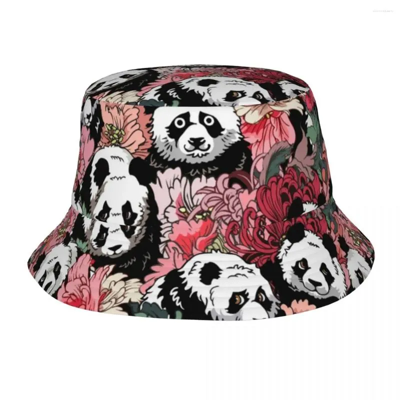 Basker Autumn Bob Hat Eftersom pandablomma män kvinnor fiskare mössa björn söt djur reversibel bomull hink utomhus