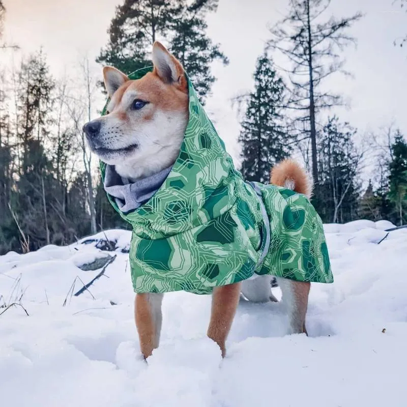 Hundkläder höst och vinter quiltad snö varm vattentät stor bomullsrock kallt bevis skiddräkt