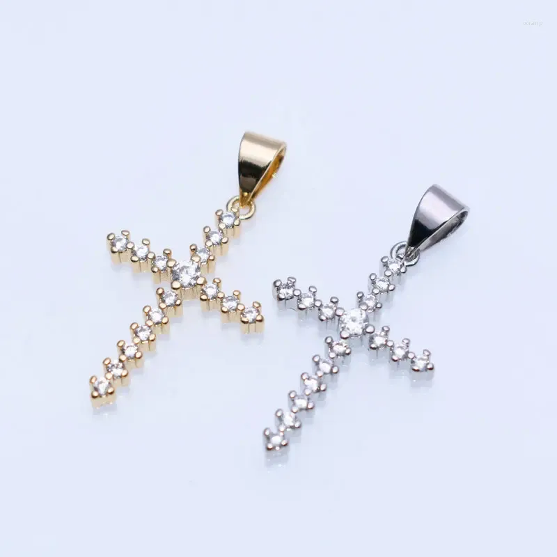 Pendant Necklaces Nickel Free High Quality Rhodium Gold Plated Copper CZ Setting Cross For Women Men Necklace Making