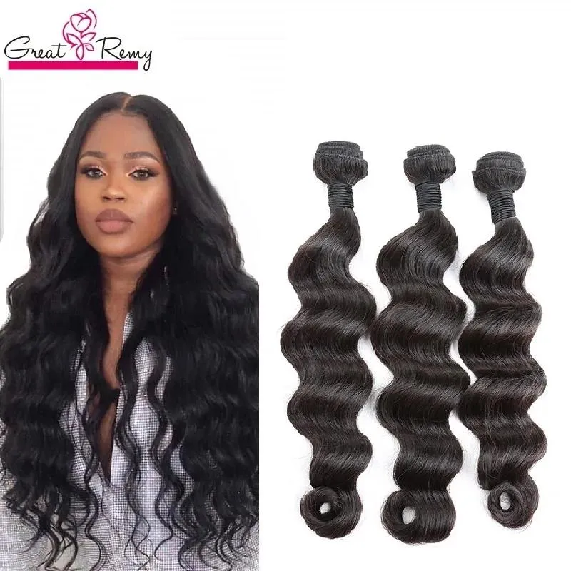 Tramas peruanas pacotes soltos extensões de cabelo onda profunda solto encaracolado cabelo humano tecer trama natural tingível remy cabelo greatremy