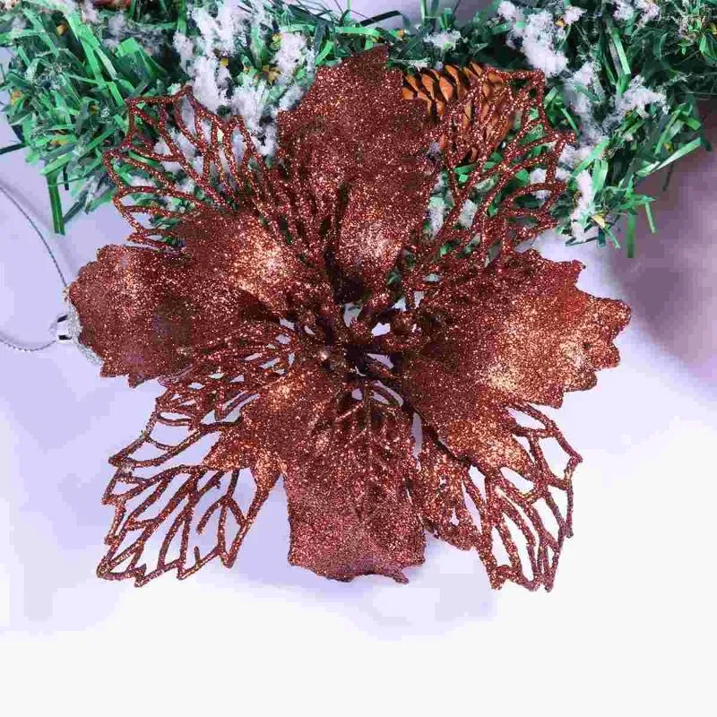 Flores decorativas árvore de natal decoração flor enfeites de natal glitter artificial