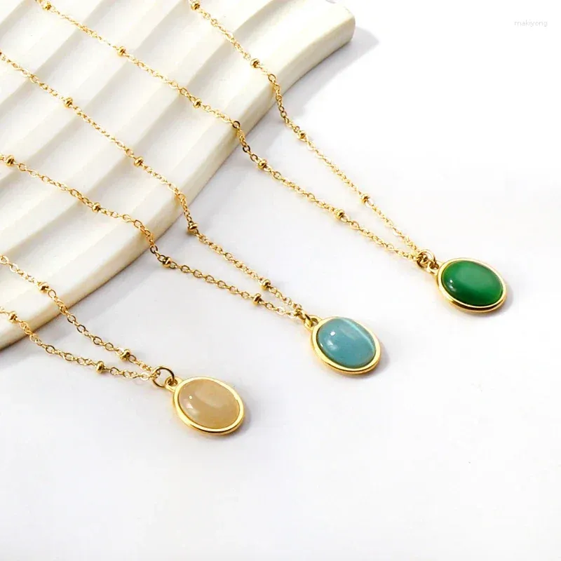 Pendant Necklaces INS Metal Necklace Women's European And American Fashion Bohemian Color Zircon Cold Picked Exquisite Feeling