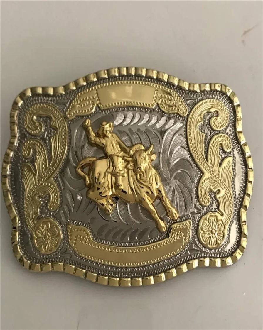 Zilver Goud Rit Bull Cowboy Gesp Voor Mannen Hebillas Cinturon Jeans Riem Hoofd Fit 4 Cm Brede Belts1878545