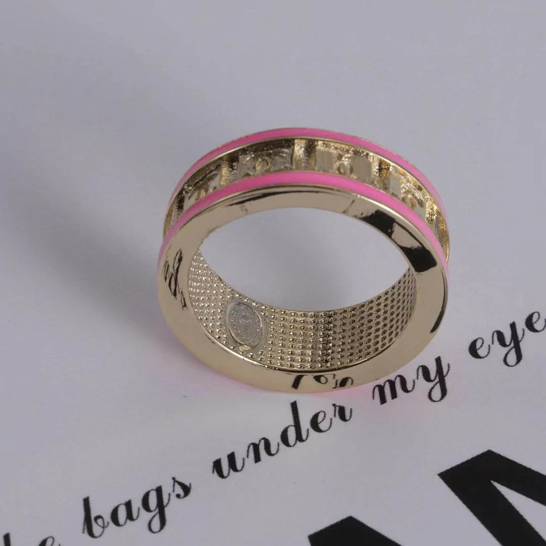 Fashion Pink Rings Bague Anillos för män och kvinnor engagemang bröllop par smycken älskare gåva med låda