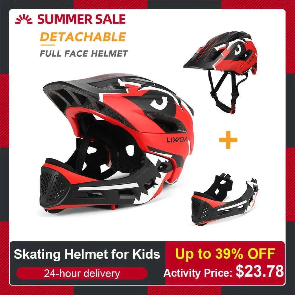 Kasklar Lixada Kids Çıkarılabilir Full Yüz Bisiklet Kask Çocuk Spor Çocuk Bisiklet Mtb Motosiklet Kaykiye Silindir Paten Kask P0