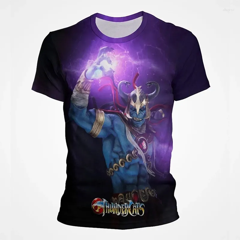 Erkek Tişörtleri Thundercats 3D Baskılı Erkek/ Kadın Y2K Günlük Moda Yuvarlak Boyun T-Shirts Kısa Kollu Top Yaz Büyük Boy Unisex Giyim