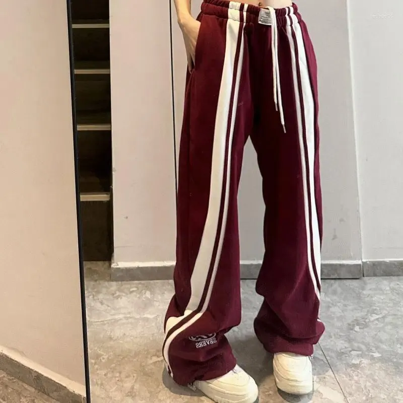 Pantaloni da donna Abbigliamento donna Stile giovane Streetwear Normcore Office Lady Moda Patchwork allentato Tinta unita Allacciatura Striscia laterale Gamba larga