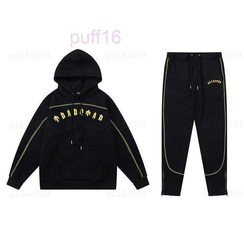 Trapstar Designer Survêtement Hommes Deux Pièces Ensemble Dégradé Brodé Sweat Rembourré avec Pantalon De Survêtement Hommes Noir Survêtement 6XYA