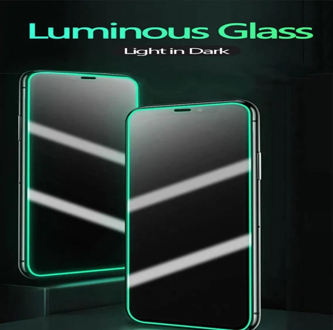 Lichtgevende schermbeschermers voor iPhone 12 11 Pro Max 12 Mini XR X XS 13 Volledige cover Gehard glas Film3036090