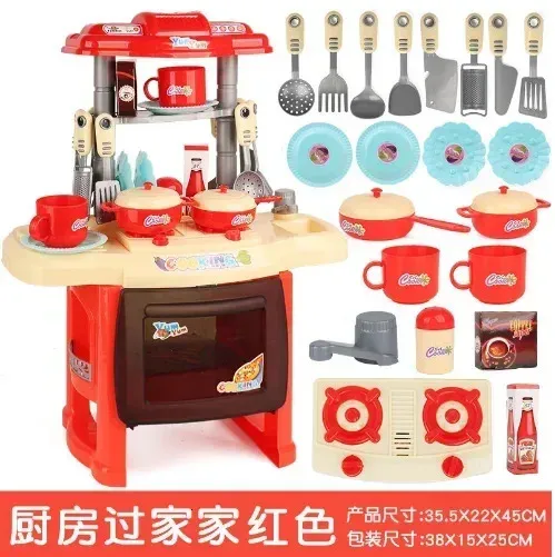 Jouets de cuisine imités Chef musique légère semblant cuisiner nourriture jouer maison vaisselle ensemble cuisines pour enfants pour les filles 240104