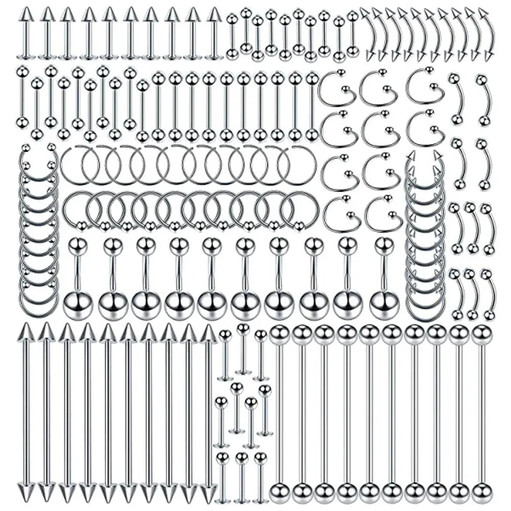 Schmuckkörper Los Edelstahl Nase Lippenzunge Knorpel Tragus Augenbrauen Industrielle Langhantel Bauchnabel Ringe Piercing Schmuck