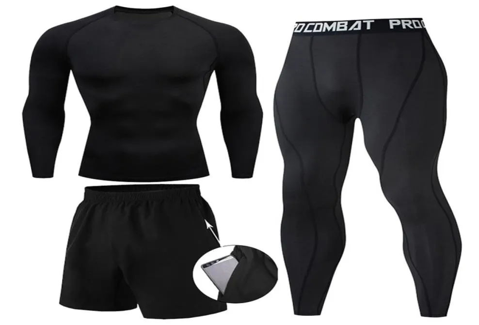 Men039s TShirts 23-teilige Sets Boxanzug Rashguard Herren-Set MMA-Kompressionskleidung Herren Langarm-T-Shirt Leggings Trainingsanzug 2194273