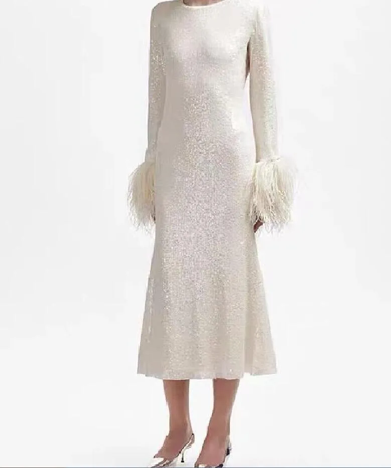 White Sequin Dress 2024 New Self Portrait French Style Socialite