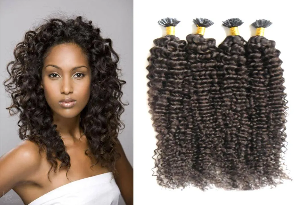 Mongolian Kinky Curly Hair 200g Human Fusion Hair Nail U Tip 100 Remy Human Hair Extensions 200s Keratin Stick Tip4962962