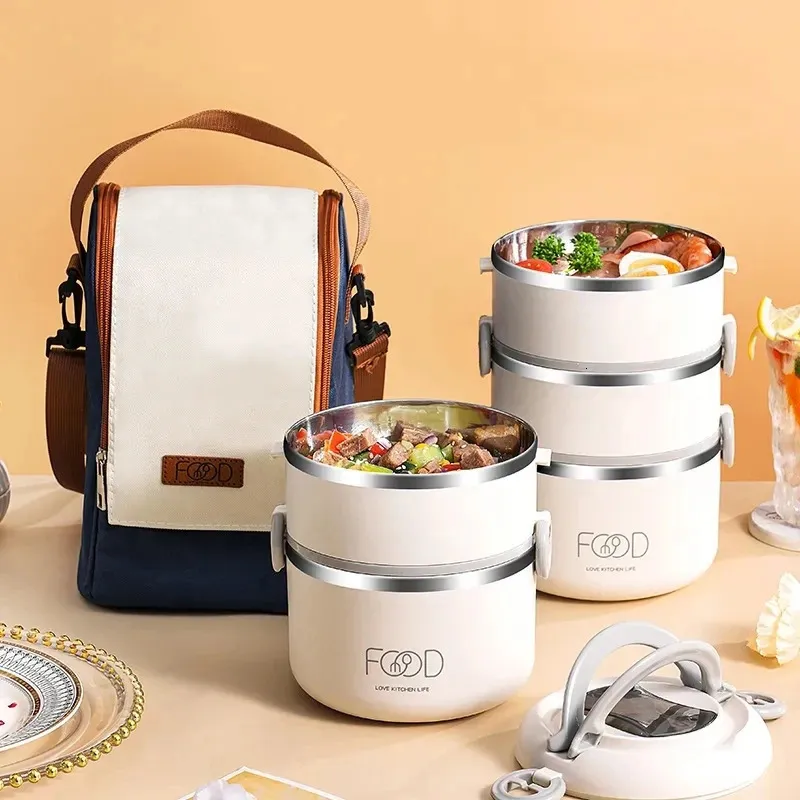 Bento Lunch Box Japanese Multilayer Rostfritt stål Bento Box Food Container Lagring Portable Thermos Food Jar Kid Bento Box 240103