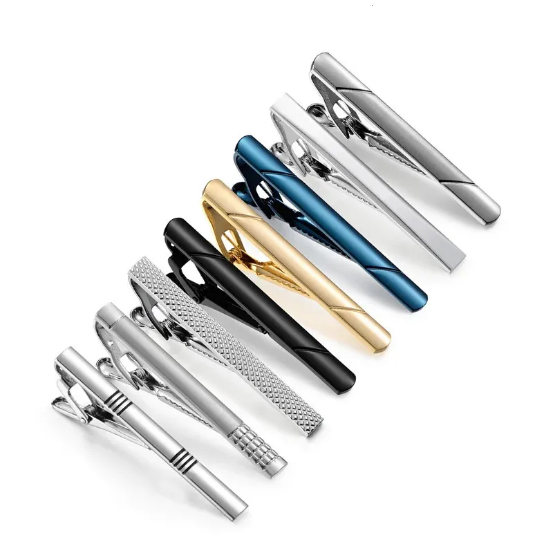 8 PCs Tie Clip Set com caixa de presente Casamento Gentes Giftos Man Shirt Cufflink Mens para marido Business de jóias de luxo 240104