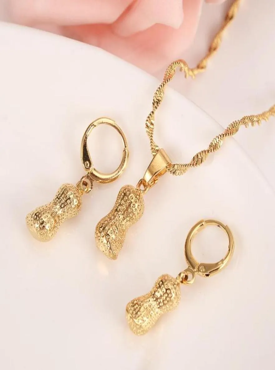 Pendientes Collar Oro Dubai India Maní Vintage Cuelga Juegos de joyas para mujeres Niñas Joyería de fiesta Accesorios nupciales Kids7264453