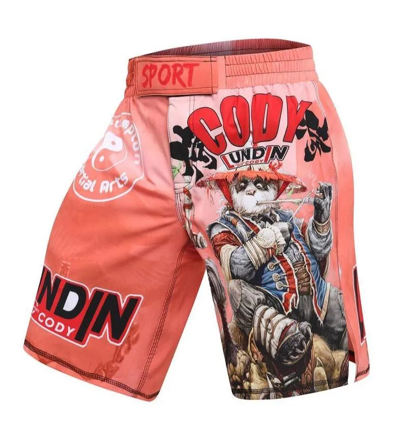 men039s سراويل الملاكمة طباعة شورتات MMA Kickboxing قتال القصيرة Panda Muay Thai الملاكمة السراويل Sanda Kickboxing Shorts6111682