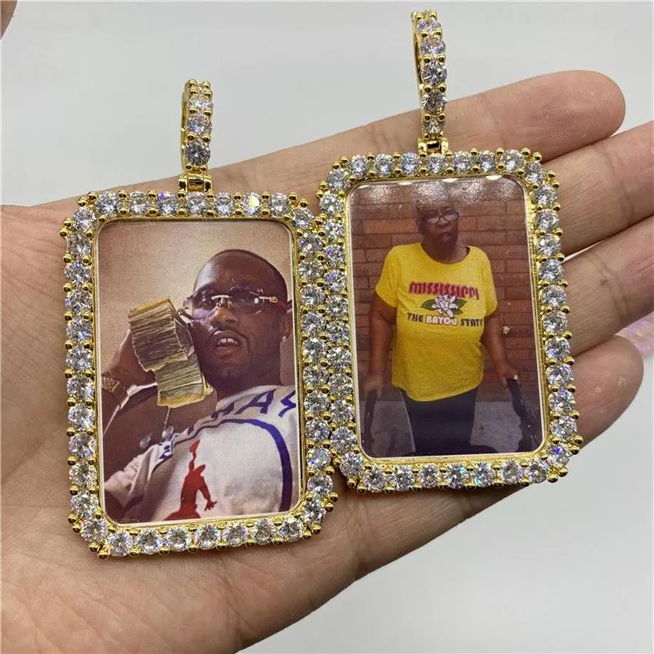 Iced out personalizado medalhão colar po sólido volta pingente colar medalha comemorativa banhado a ouro prata dos homens bling jóias gift269f