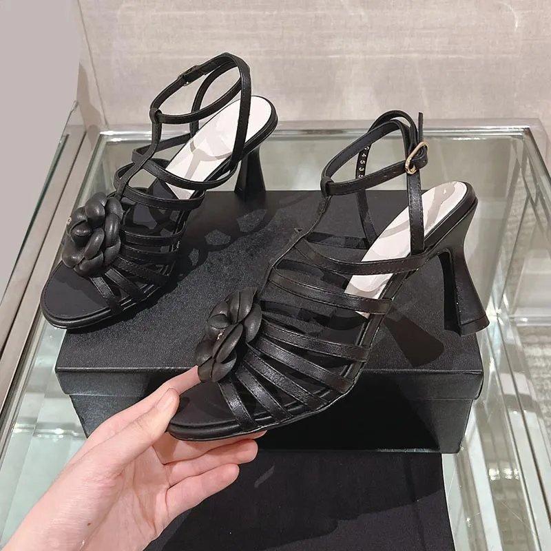 Sandały damskie Sandały Slingbacks Wedge Platforme Obcasy 7,5 cm Designer butów z róży z regulowaną klamką kostki szkiełko damskie damskie buty rozrywki na zewnątrz