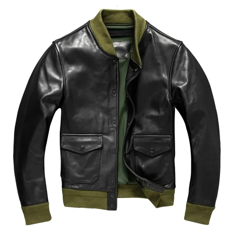 Military Style Black Autumn A1 Pilot Jacket Men Plus Size 4XL Natural Horsehide Aviation Genuine Leather Coat 240103