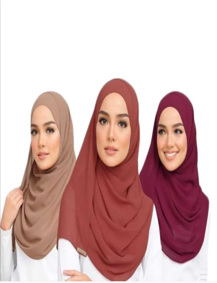 S002a Simples tamanho grande bolha chiffon muçulmano hijab cachecol cabeça xales envoltório lenço lenços populares chapéu islâmico2058238