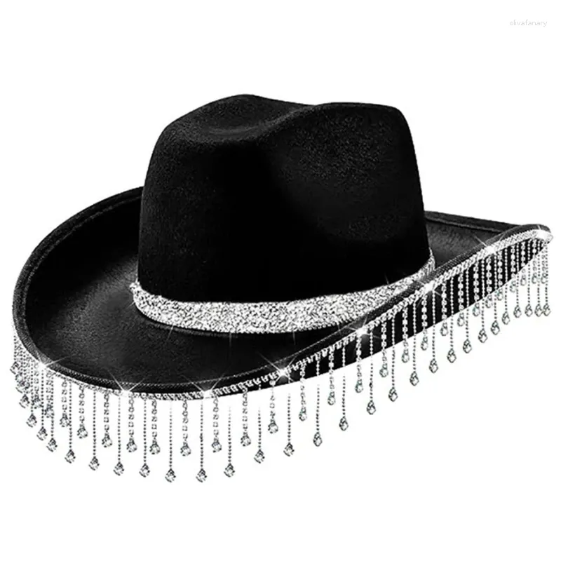 Rhinestone Cowgirl Hat - Western Beret Cowboy Hat with  display picture 2