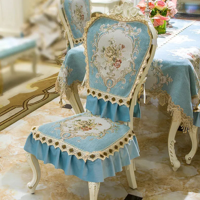 Fodera per sedia jacquard europea Fodera per cuscino per sedile schienale classico retrò Set Decorazioni per la casa Fodere per sedie di lusso Fodera per sgabello spessa 240104