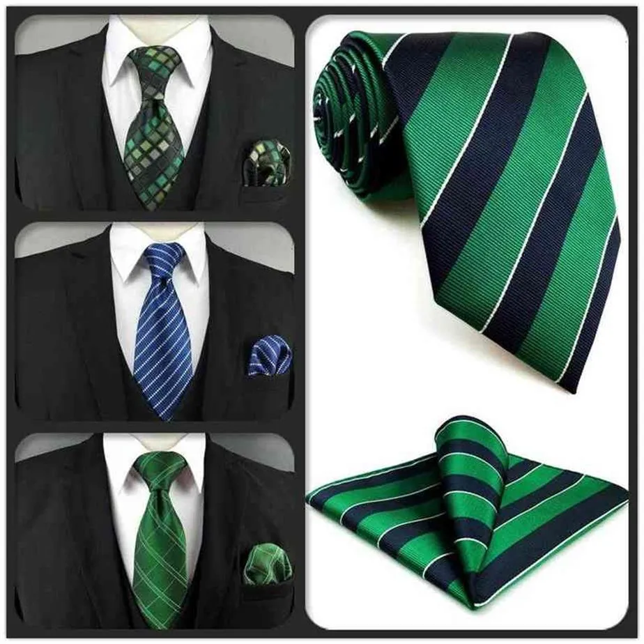 Colorful 160cm 63 Time extra longue set Blue Green Black Dots Tie et Pocket Square Wedding Gift Tie Drop L220728288B