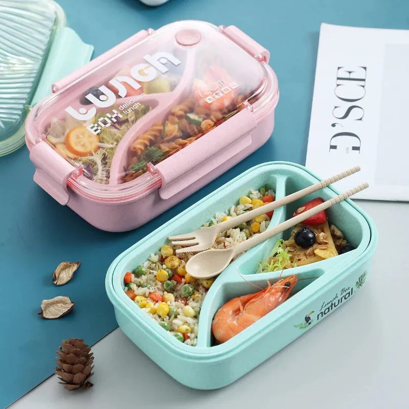 Tuuth Microwave Lunch Box Wheat Straw Bento Box 750ml BPAフリーフードストレージコンテナスープカップ240103