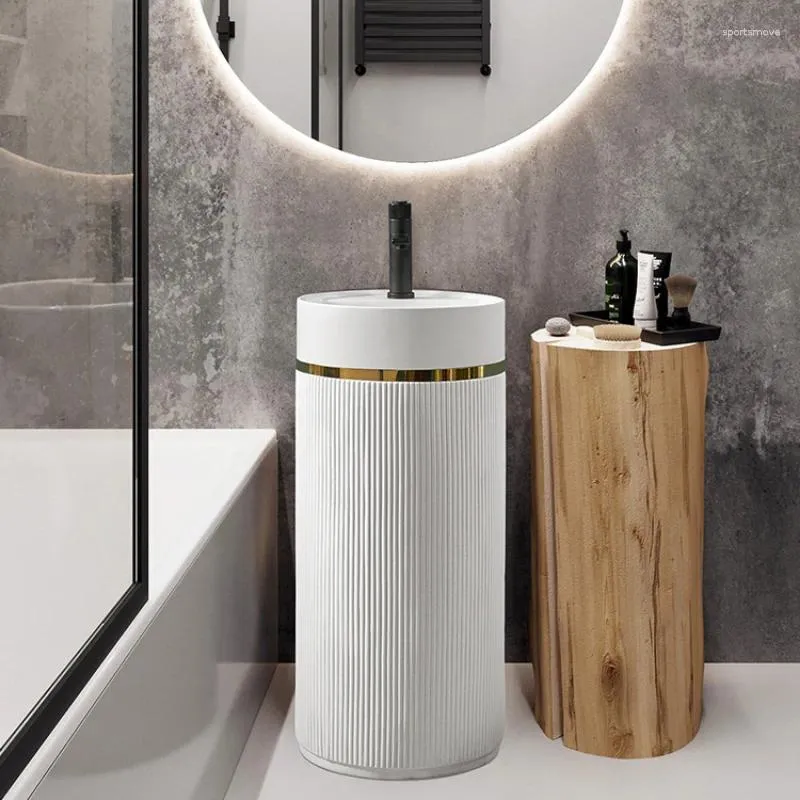 Bathroom Sink Faucets Nordic Slate Column Basin Floor Style Designer Integrated Light Luxury Art Wash