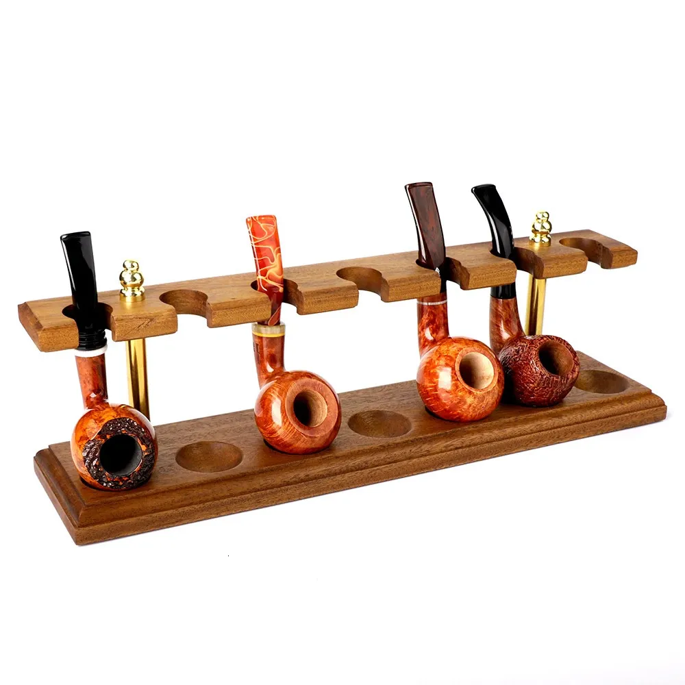 Ru Muxiang Holz-Tabakpfeifenständer für 7 Stück Tabakpfeifen, handgefertigt aus massivem Holz, holzfarbene Pfeifenverzierung 240104