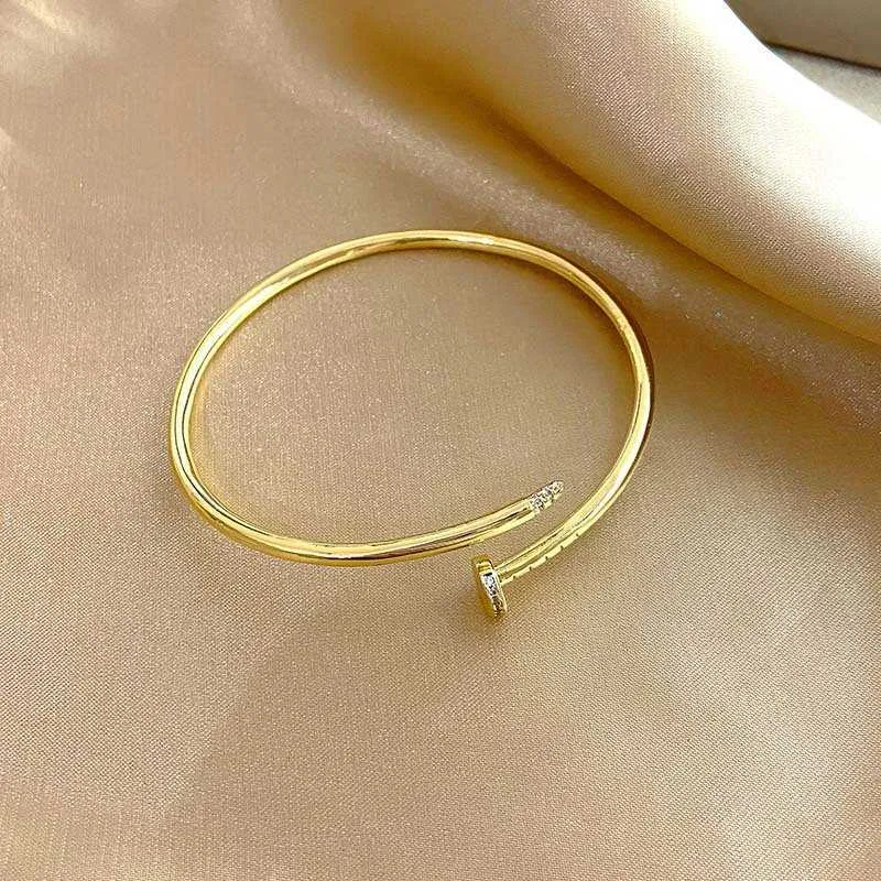 Designer parafuso pulseira pulseira unhas amor moda luxo jóias cuidador original na moda 18k diamante de ouro para mulheres homens pulseiras de prata jóias pulseira inkw